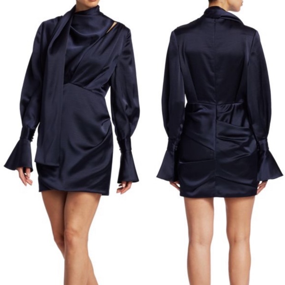 NWOT Acler Navy Draped Mini Dress sz 2 - Picture 3 of 8